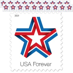 star ribbon strip of 20 forever first class postage stamps celebration patriotic (20 stamps)