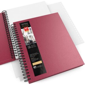 Arteza Watercolor Sketchbooks, 9x12-inch, 2-Pack, Pink Hardcover Journal, 64 Sheets, 140lb/300gsm Watercolor Paper Pad, Spiral Bound Book for Watercolors, Gouache, Acrylics, Pencils, Wet & Dry Media