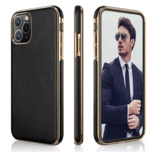 lohasic for iphone 11 pro case, business slim pu leather elegant high-end thin cover soft grip anti-slip flexible full protective phone cases compatible with iphone 11 pro(2019) 5.8"- black