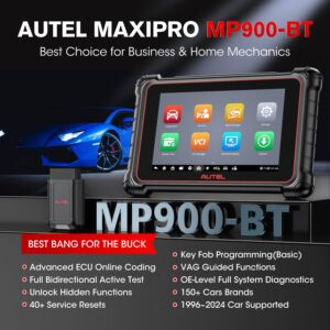 Autel MaxiPRO MP900-BT Scanner w/ $60 MV108S - 2024 DoIP/CAN FD MP900BT, Newer Model of MS906BT MP900 DS900 DS808, Pro ECU Coding, 3000+ Bidirectional, 40+ Services, VIN/License Scan, OS 11, FCA SGW