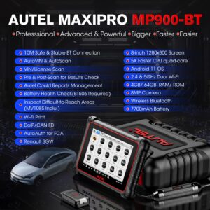 Autel MaxiPRO MP900-BT Scanner w/ $60 MV108S - 2024 DoIP/CAN FD MP900BT, Newer Model of MS906BT MP900 DS900 DS808, Pro ECU Coding, 3000+ Bidirectional, 40+ Services, VIN/License Scan, OS 11, FCA SGW