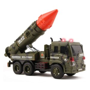 vokodo military launcher truck friction powered fighter with lights sounds and pull back missile kids push and go army carrier vehicle pretend play armored toy car great gift for children boys girls