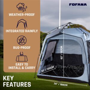 FOFANA All Pop Up Sports Pod - Weather Proof Pod - Largest Pop Up Sports Pods for Rain Wind Cold - Fits Family of 4 - Sports Tent Pop Up Shelter Bubble Tent Clear and Mesh Windows Pop Up Sports Tent