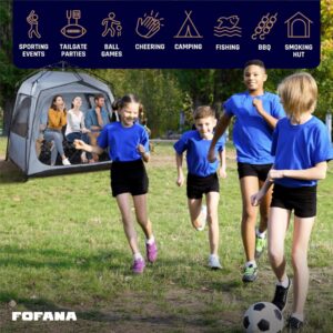 FOFANA All Pop Up Sports Pod - Weather Proof Pod - Largest Pop Up Sports Pods for Rain Wind Cold - Fits Family of 4 - Sports Tent Pop Up Shelter Bubble Tent Clear and Mesh Windows Pop Up Sports Tent