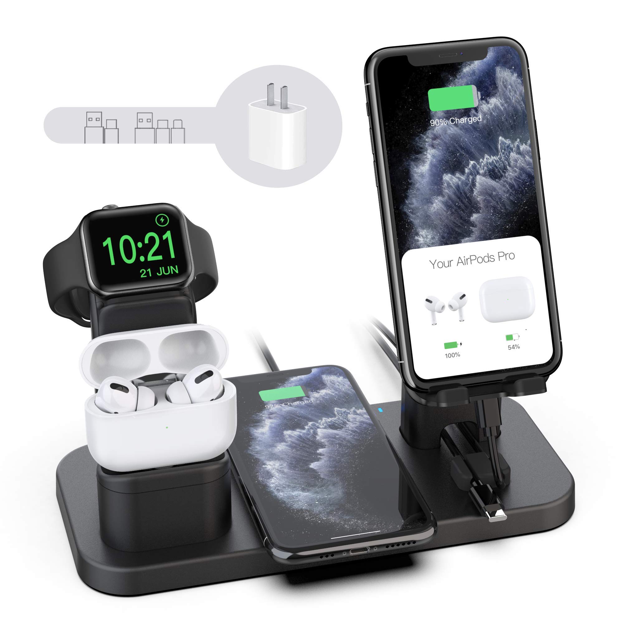 Magnetic Wireless Charger Stand, CEREECOO Wireless Charging Station Dock Compatible with iPhone Series14/13/12 Apple Watch 8/7/6/5/4/3 AirPods Pro/1/2