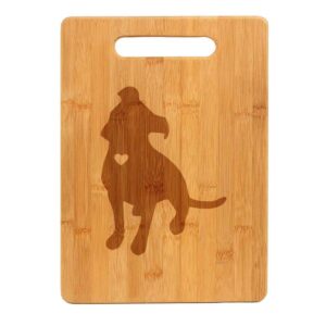 bamboo wood cutting board cute pit bull with heart