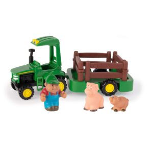 tomy john deere 1st farming fun hauling play set with tractor, trailer, farmer and animals