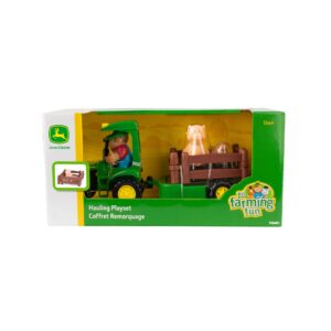 TOMY John Deere 1st Farming Fun Hauling Play Set with Tractor, Trailer, Farmer and Animals