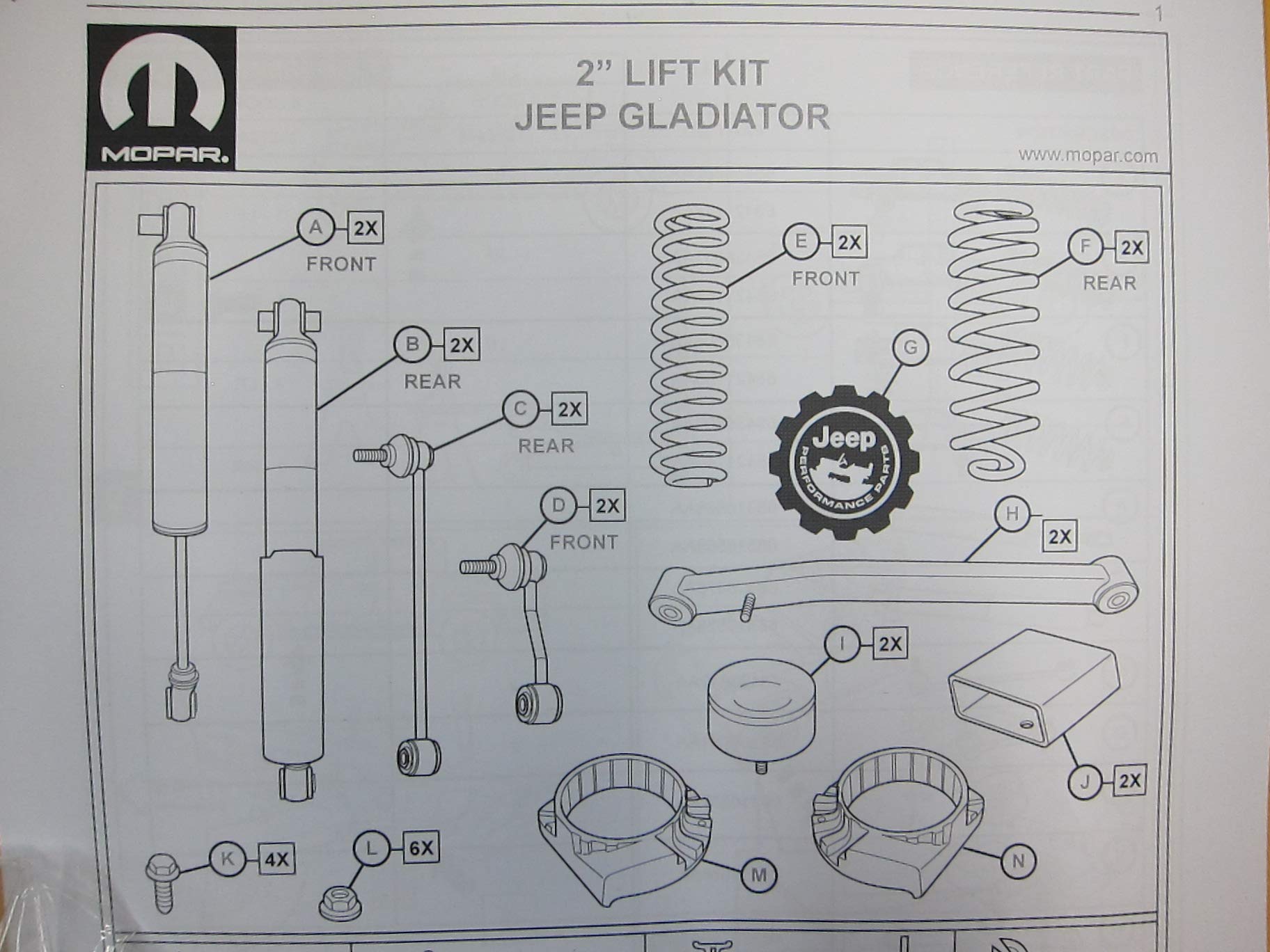 2020-2022 Jeep Gladiator 3.6L Two Inch 2" Fox Racing Lift Kit New Mopar OEM