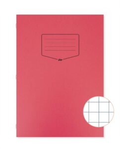 silvine tough shell a4 exercise book, 80 pages 10mm squares, red laminated cover [pack of 50]