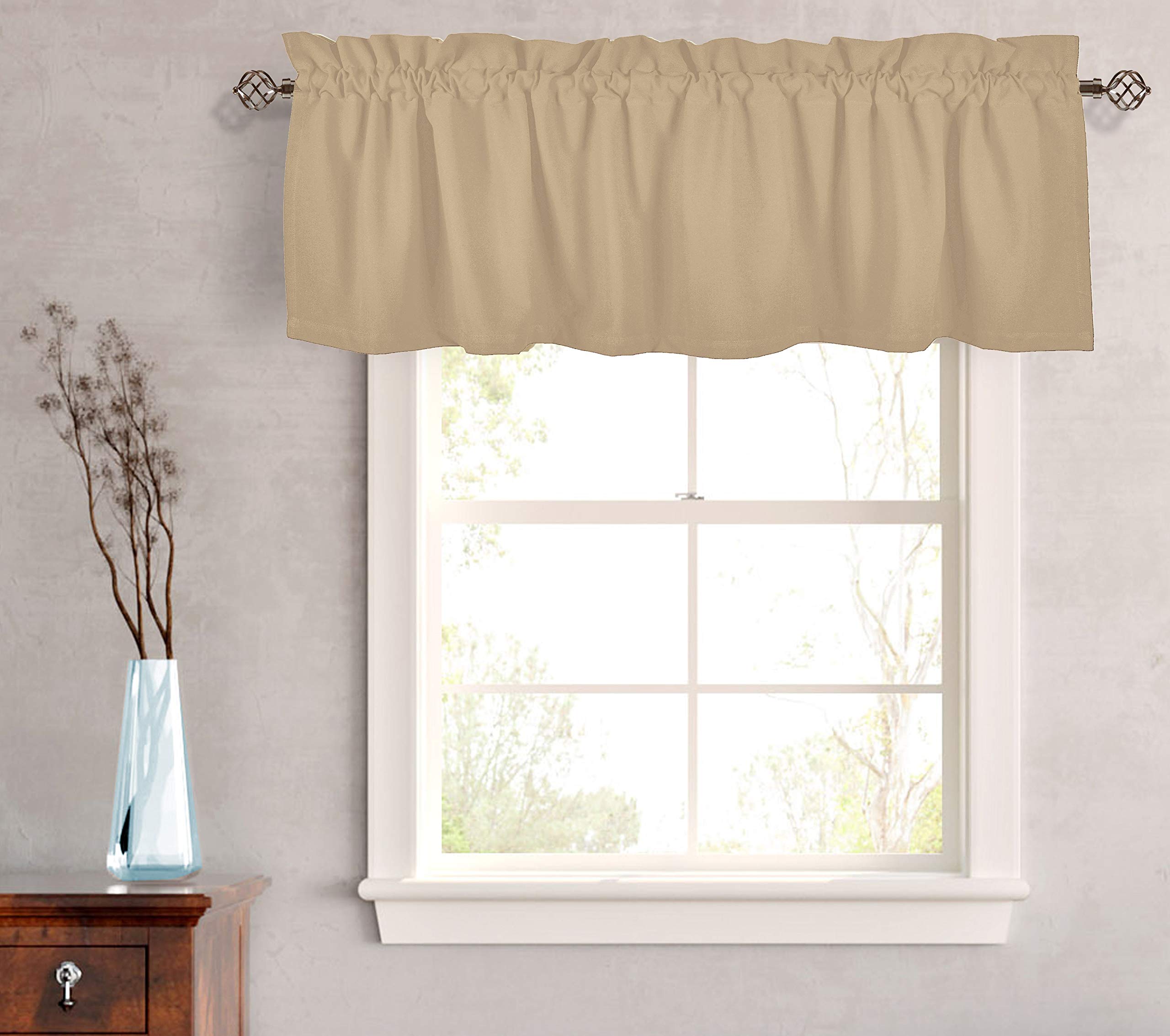 Native Fab Set of 2 Valance Curtains for Windows 54"x18" for Living Room Bedroom Kitchen Windows Bathroom, Farmhouse Vintage Curtain Valances Rod Pocket - Beige Natural