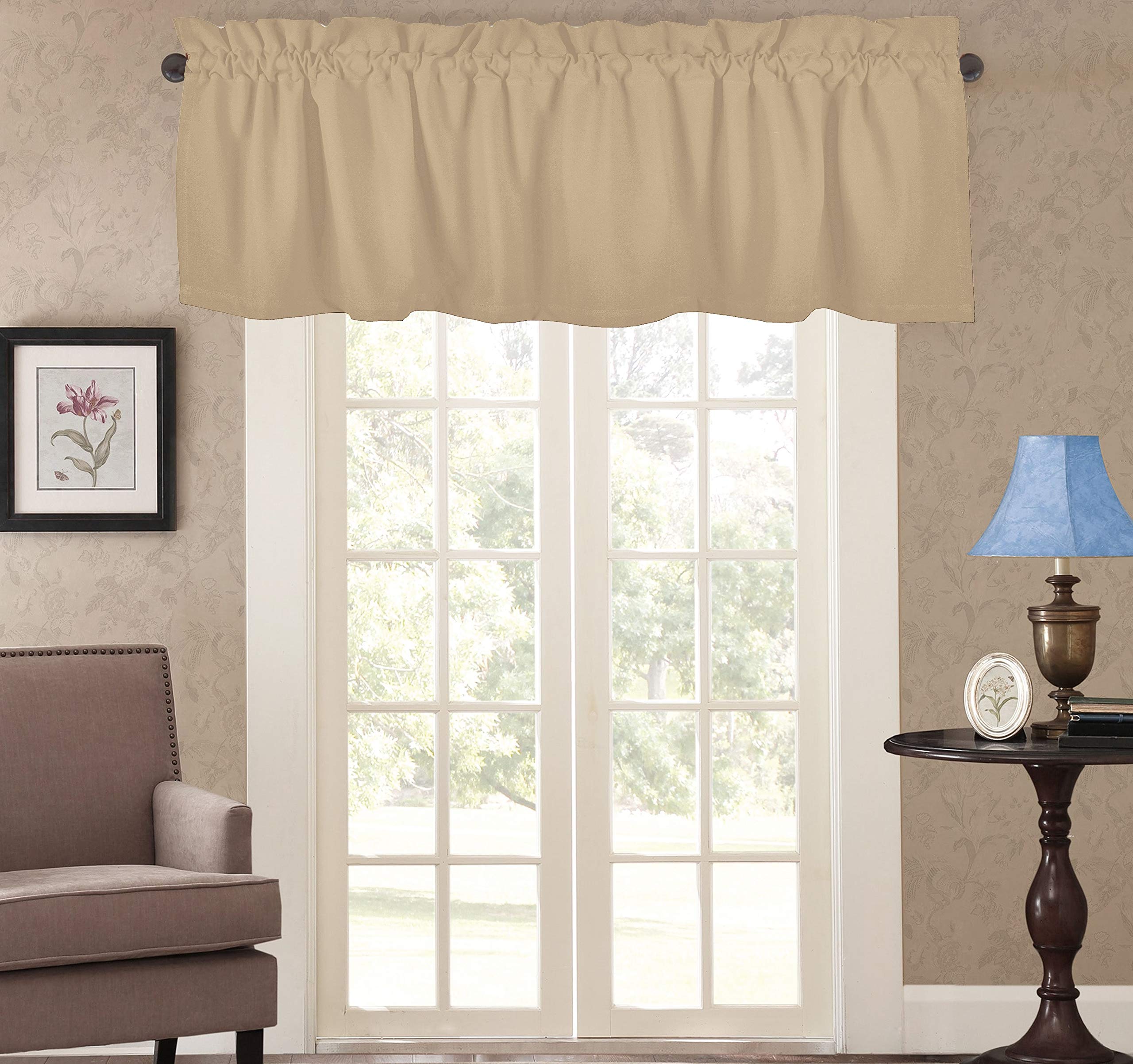 Native Fab Set of 2 Valance Curtains for Windows 54"x18" for Living Room Bedroom Kitchen Windows Bathroom, Farmhouse Vintage Curtain Valances Rod Pocket - Beige Natural