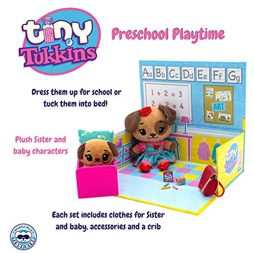 Tiny Tukkins Doggy Family Stuffed Animal Preschool Playset- Play Preschool Set for Girls & Toddlers Includes Big Sister and Baby Stuffed Animal Dog- Made from Kid-Friendly Materials