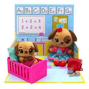 Tiny Tukkins Doggy Family Stuffed Animal Preschool Playset- Play Preschool Set for Girls & Toddlers Includes Big Sister and Baby Stuffed Animal Dog- Made from Kid-Friendly Materials