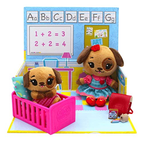 Tiny Tukkins Doggy Family Stuffed Animal Preschool Playset- Play Preschool Set for Girls & Toddlers Includes Big Sister and Baby Stuffed Animal Dog- Made from Kid-Friendly Materials