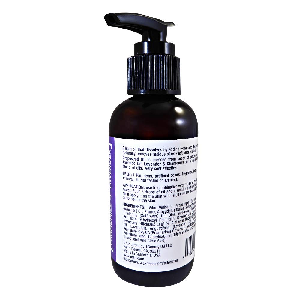 Waxness Dr. Bump Hydrophilic Concentrated Non-Clogging Oil with Grapeseed, Avocado Chamomile and Lavender 4 Ounces