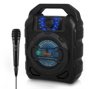 earise t15 portable pa system speaker for kids & adults with wired microphone, bluetooth karaoke machine with lights, lightweight, perfect for outdoors