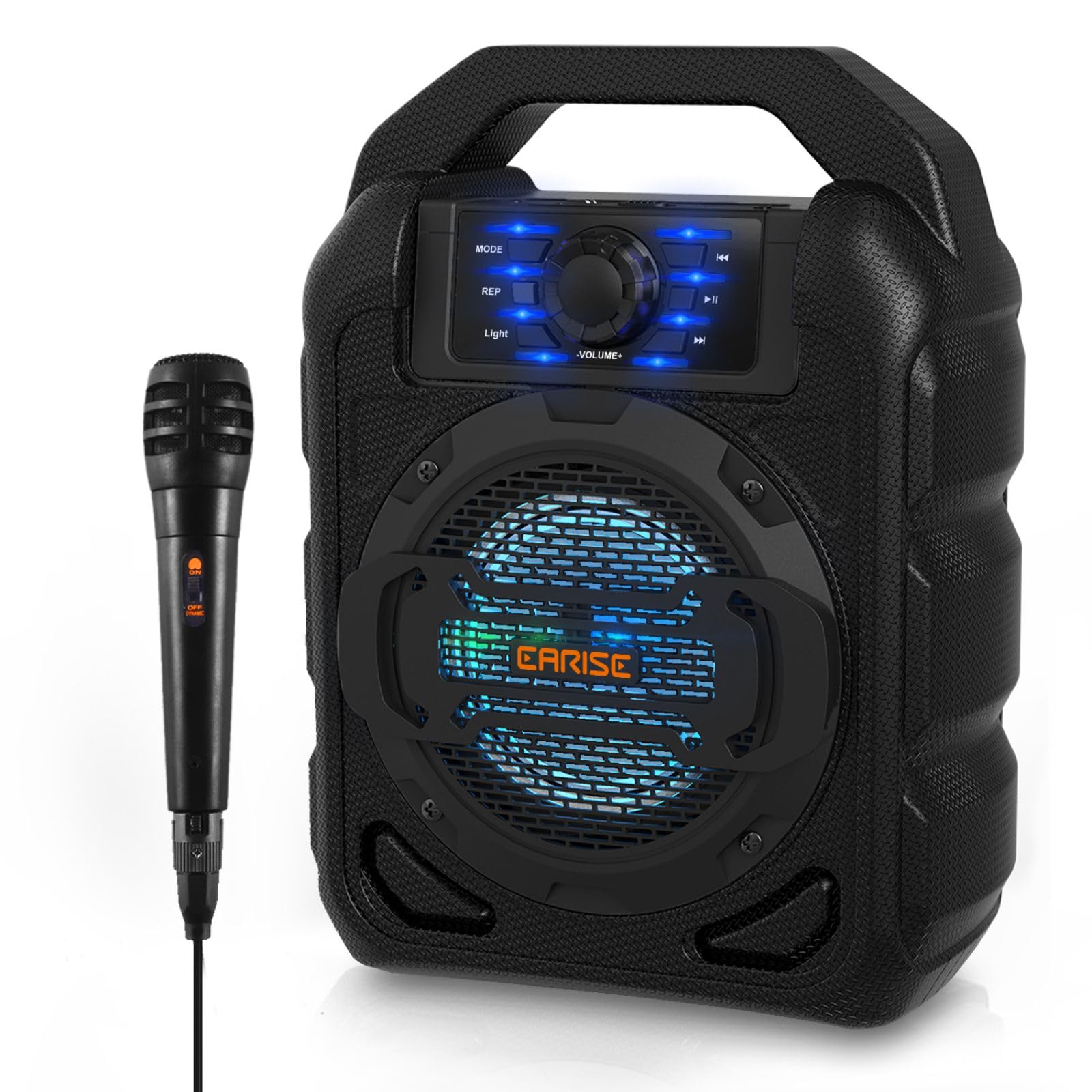 EARISE T15 Portable PA System Speaker for Kids & Adults with Wired Microphone, Bluetooth Karaoke Machine with Lights, Lightweight, Perfect for Outdoors