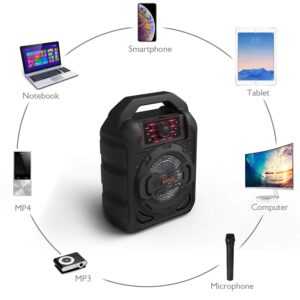 EARISE T15 Portable PA System Speaker for Kids & Adults with Wired Microphone, Bluetooth Karaoke Machine with Lights, Lightweight, Perfect for Outdoors