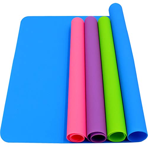 HiGift 4 Pack Silicone Mats for Crafts, Silicone Sheet for Crafts Resin Jewelry Casting Mat Pad, Waterproof Nonstick Heat-Resistant, Blue, Pink, Purple, Green (15.7'' x 11.8'' & 11.6'' x 8.3'')