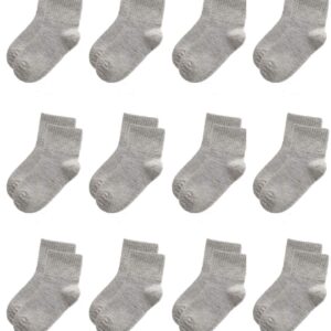 Oohmy Boys Socks 12-Pack Boys' and Girls Unisex Socks Cotton Athletic Ankle Socks Kids Toddler (Mid-Gray, XL (13-15 years old))