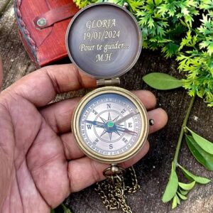 Personalized Engraved Compass. Handmade Brass Compass for Men's & Women's, Husband Gifts, Fathers Day, Anniversary, Wedding Gift for Him, Fiance Gift