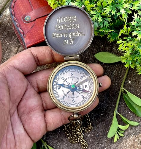 Personalized Engraved Compass. Handmade Brass Compass for Men's & Women's, Husband Gifts, Fathers Day, Anniversary, Wedding Gift for Him, Fiance Gift