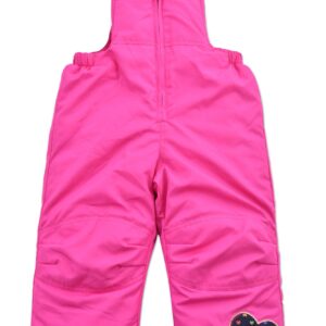 Arctic Quest Toddler Girls Metallic Rainbow Heart Print Snowsuit Fleece Lined Hooded Jacket and Bib Set, Navy Blue & Pink, 5/6