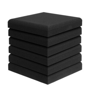 JBER Acoustic Studio Foam, 6 Pack 2" X 12" X 12" Round C-Panel Sound Foam Panels Soundproofing Treatment Studio Wall Padding Sound Absorbing Fireproof Pyramid Wedge Tiles