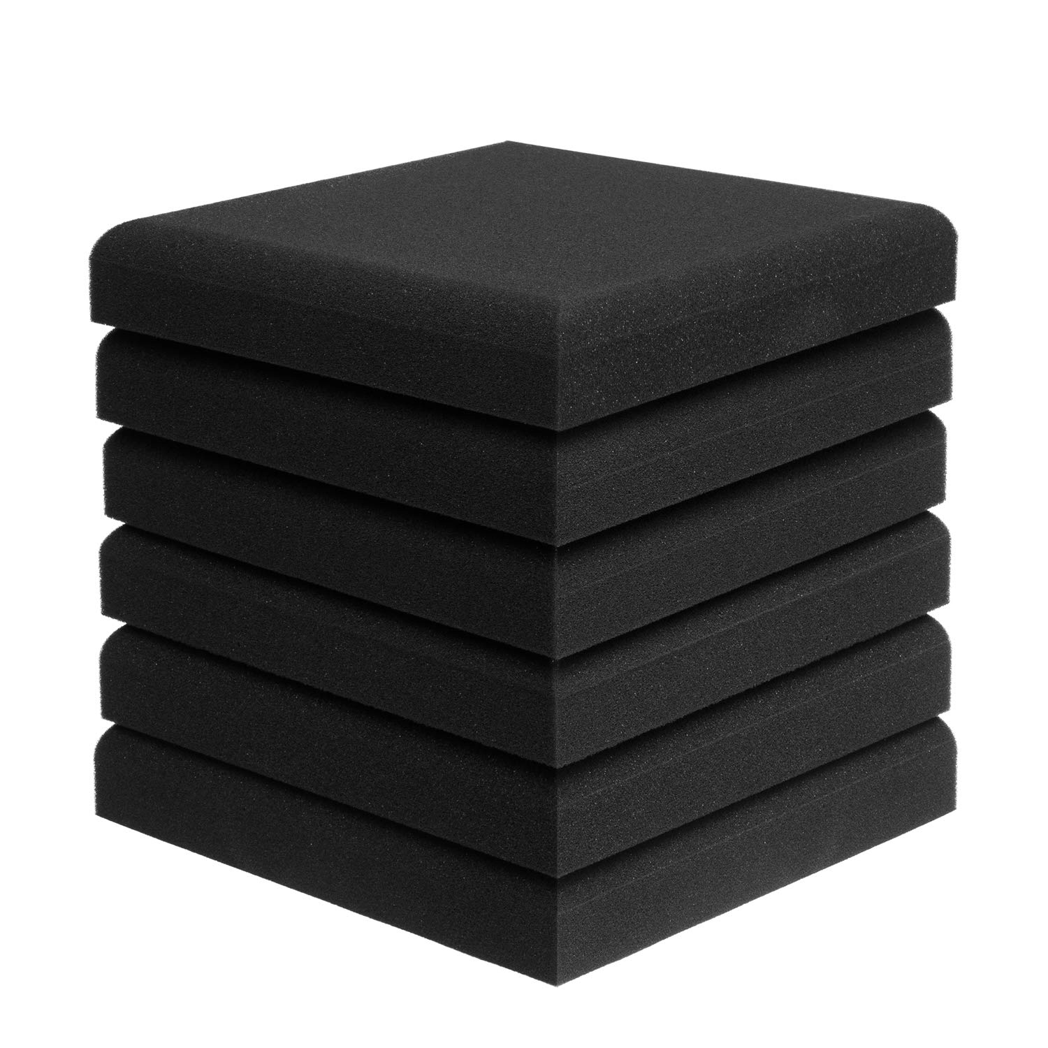 JBER Acoustic Studio Foam, 6 Pack 2" X 12" X 12" Round C-Panel Sound Foam Panels Soundproofing Treatment Studio Wall Padding Sound Absorbing Fireproof Pyramid Wedge Tiles