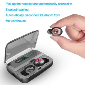 True Wireless Earbuds T10 Bluetooth 5.0 Headphones, Sports in-Ear TWS Stereo Mini Headset w/Mic Extra Bass IPX7 Waterproof, Instant Pairing with Charging Case Noise Cancelling Earbuds Earphones