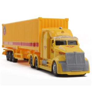 Vokodo Toy Semi Truck Trailer 14.5" Friction Powered with Lights and Sound Back Opens Kids Push and Go Big Rig Carrier Transport Vehicle Semi-Truck Pretend Play Car Great Gift for Children Boys Girls