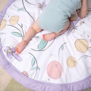 JumpOff Jo – Baby Quilted Floor Mat for Tummy Time Play, Soft & Safe Crawling Mat for Babies, 36" Portable Baby Play Mat for Playdates, Traveling - Fairy Blossom Pink