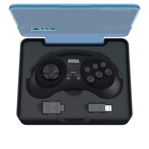 Retro-Bit Sega Genesis 2.4 Ghz Wireless Controller for Sega Genesis Original/Mini, Switch, PC, Mac - Includes Controller, 2 Receivers & Storage Case (Black)