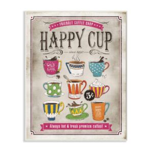 stupell industries happy cup vintage comic book design wall plaque, multi-color