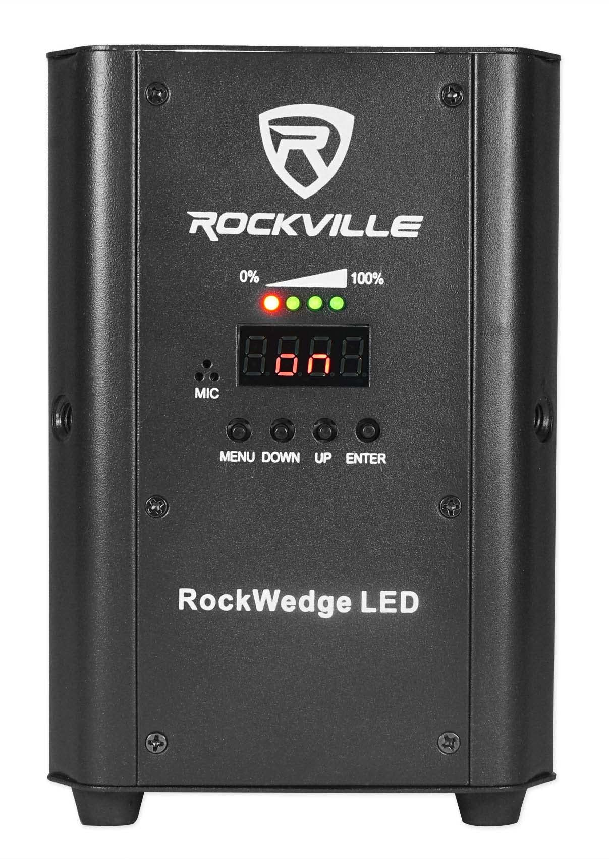 (6) Rockville RockWedge LED RGBWA+UV Rechargeable Wireless DMX DJ Par Up-Lights