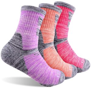 feideer women's hiking walking socks, 3-pack outdoor recreation socks wicking cushion crew socks (3ws19103-m)