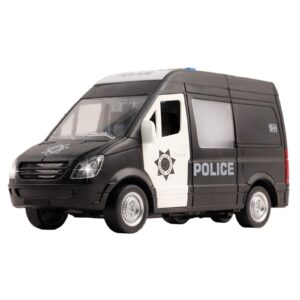 vokodo police truck rescue car 1:16 scale friction power with lights and sounds durable kids swat transport vehicle push and go pretend play toy cop van great gift for children boys girls toddlers