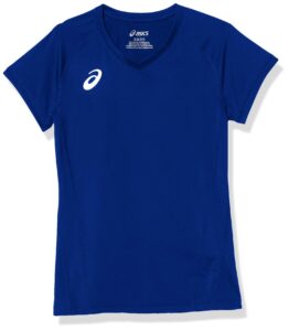 asics spin serve volleyball jersey short sleeve, team royal, medium