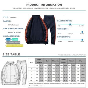 DUOFIER Men Running Jogging Track Suit Jacket and Pants Warm up Pants Gym Training Wear, Blue-XL