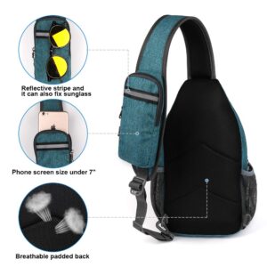 WATERFLY Crossbody Sling Backpack Sling Bag Travel Hiking Chest Bags Daypack (Teal blue)