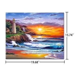 VIGEIYA DIY Paint by Numbers for Adults Include Framed Canvas and Wooden Easel with Brushes and Acrylic Pigment Mother's Day Gift 16x20inch (Sunset)