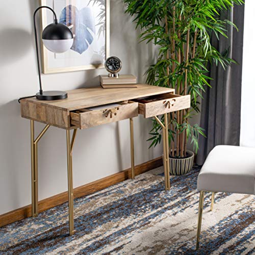 Safavieh Home Office Lily Modern Natural and Brass 2-drawer Desk