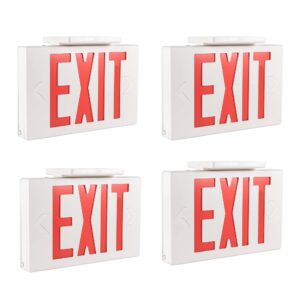 gruenlich led exit sign, emergency light with double face and back up batteries- us standard red letter exit, ul 924 qualified, 120-277 voltage, 4-pack