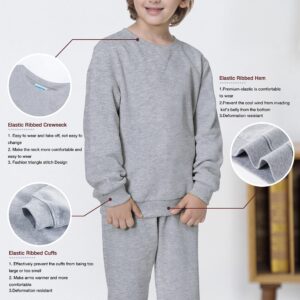 UNACOO Kids Crewneck Long Sleeve Fleece Sweatshirt Pullover Cotton Tops for Boys or Girls (grey, xl(11-12 Years))