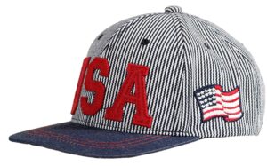 toddler-striped-baseball-hat american-flag snapback hat boys cotton sun hat (blue, 2-6years)