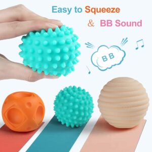 TuiVeSafu Baby Textured Sensory Ball Set Soft Squeeze Massage Balls with Bright Color and Multi Shape,Learning Early Educational Toys for 6+ Months Toddlers Boys and Girls(8PCS)