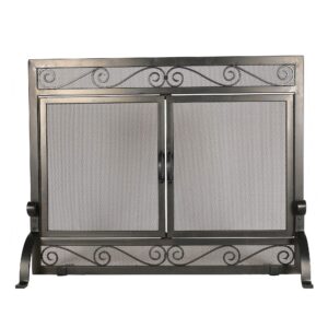 better garden fireplace screen with gate, durable frame and metal mesh, 39"(w) x 31"(h)