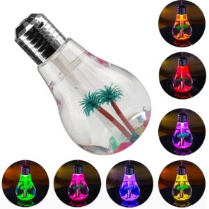 7 colors usb air humidifier bulb lamp shape decorative lights diffuser purifier atomizer with colorful led night light for office desk bedroom living room home decor (silver)