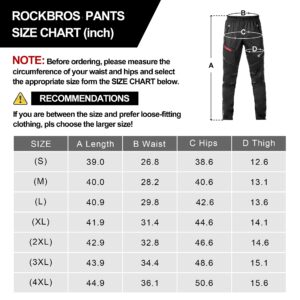 ROCKBROS Cycling Pants for Men Windproof Thermal Fleece Winter Athletic Bike Pants Cold Weather for Running Hiking Black